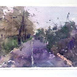 "Vägen ur skogen" Akvarell av John Ma. 56x38 cm