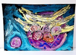 "Fruktskål I " av Uffe B, Akvarell på papper,50x33 cm