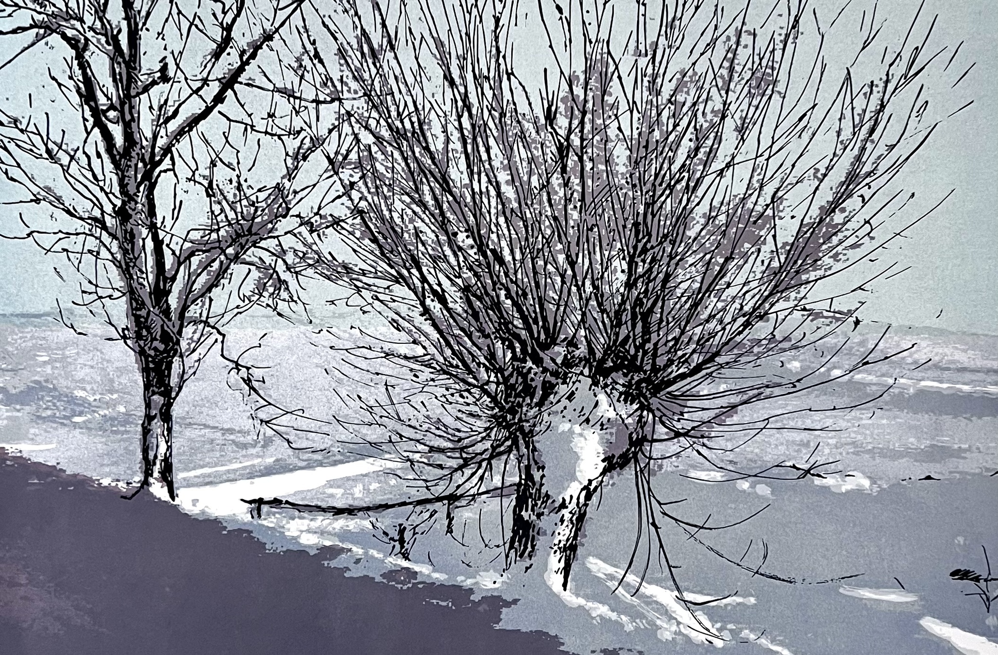 "Vinterskog" Litografi av Ulf Onsberg. 63x47,5 cm
