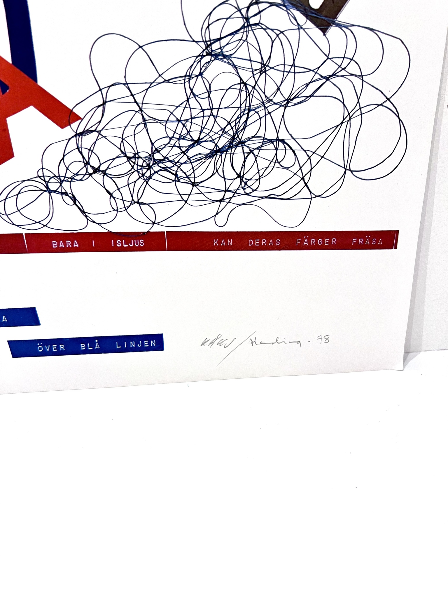 "Vit, Röd, Blå" Litografi av Gunnar Harding och Olle Kåks. 44,5x31 cm