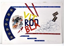 "Vit, Röd, Blå" Litografi av Gunnar Harding och Olle Kåks. 44,5x31 cm