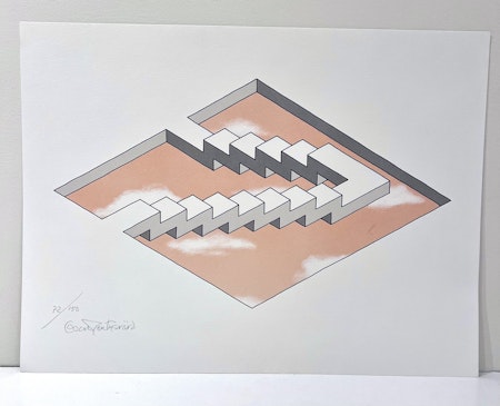 "Omöjlig figur" Litografi av Oscar Reutherswärd. 44x33 cm