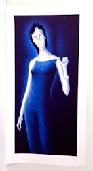 "Kvinna i blått" Litografi av Ralf Arzt 44x86 cm