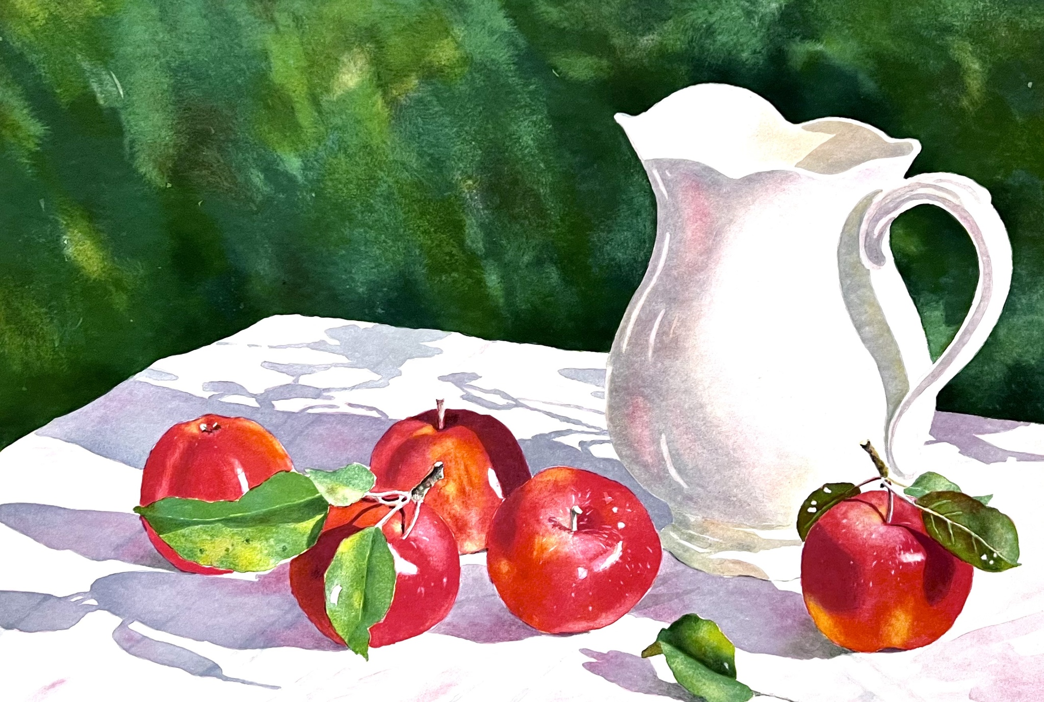 "Äpplen och Kanna" Litografi av Eva Ljungblad. 61,5x45 cm