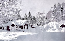"Vinterstuga. Litografi av Ulf Onsberg. 63x44