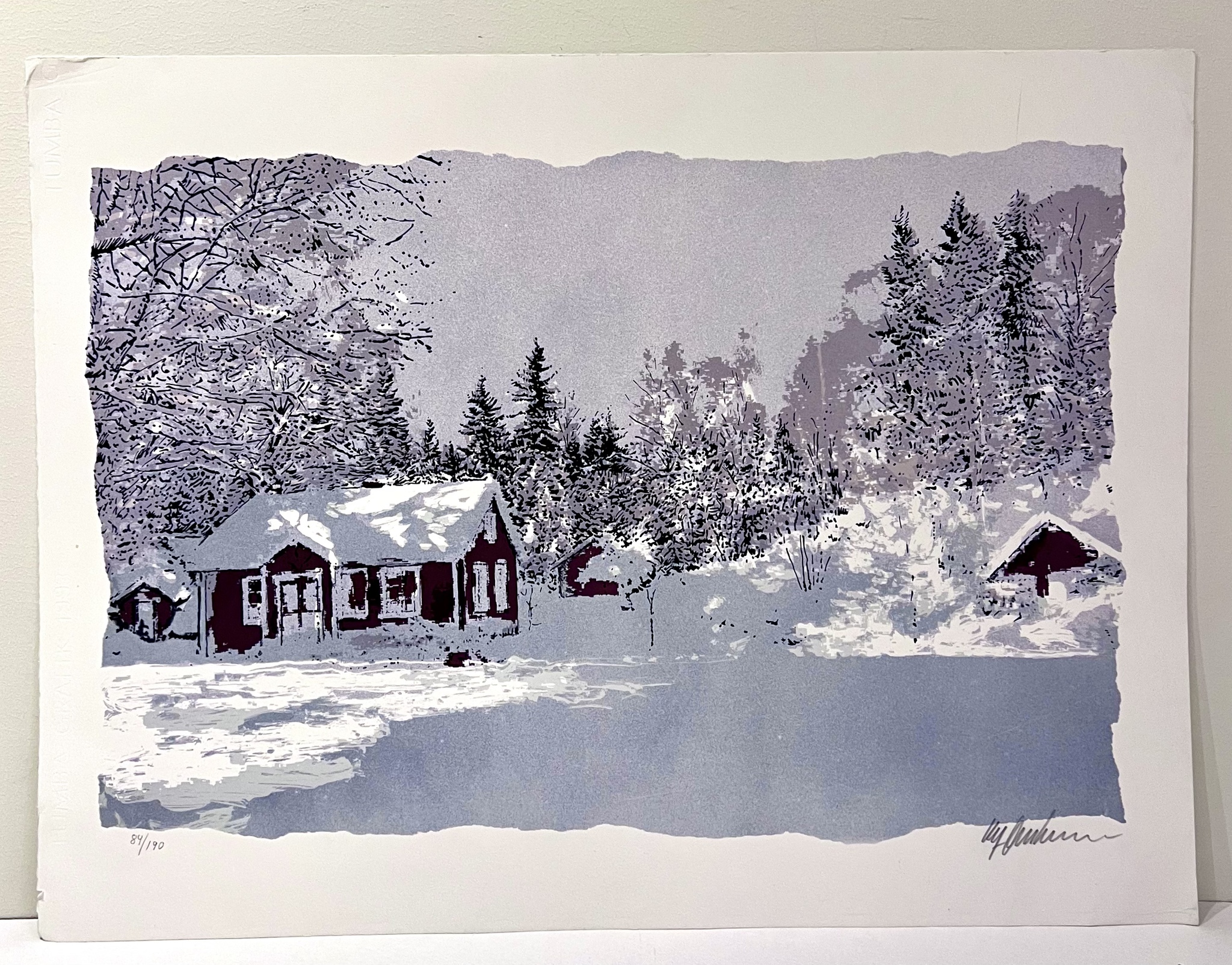 "Vinterstuga. Litografi av Ulf Onsberg. 63x44