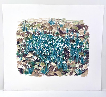 "Blomängen" Litografi av Evy Låås. 63x47,5