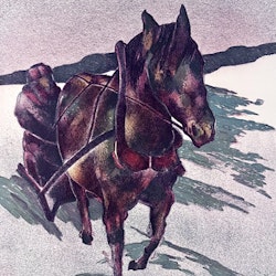 "Hästsläden" Litografi av Bengt Andersson Råssbyn. 63x52 cm