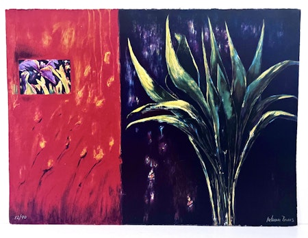 "Lilja i blom" Litografi av Karin Broos. 76x57 cm