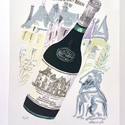 "Chateau Haut Brion" Litografi av Catharina Göth. 46x62 cm