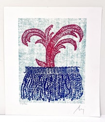 "La palma" Litografi av Enrico Baj. 31.5 x 35.5 cm