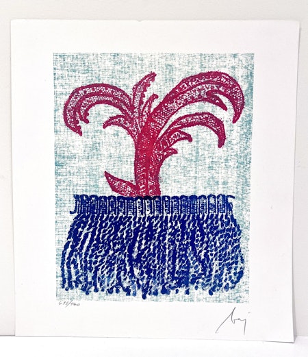 "La palma" Litografi av Enrico Baj. 31.5 x 35.5 cm