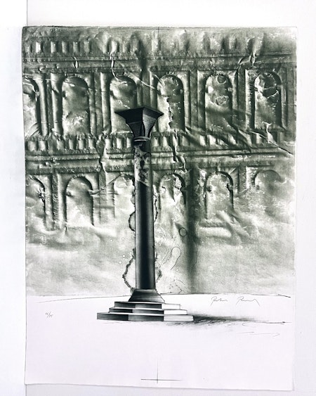 "Kolonn vid Colosseum" Litografi av Peter Paul 49,5x65 cm