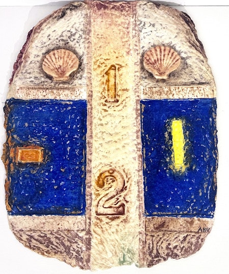 "Komposition med snäckor" Carborundumetsning av Alain Berk-Vitz. 31x42 cm