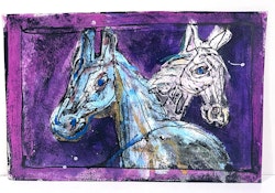 "Hästarna" av Uffe B, Akvarell på papper, 50x33 cm