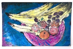 "Fruktskål VIII" av Uffe B, Akvarell på papper, 50x31 cm