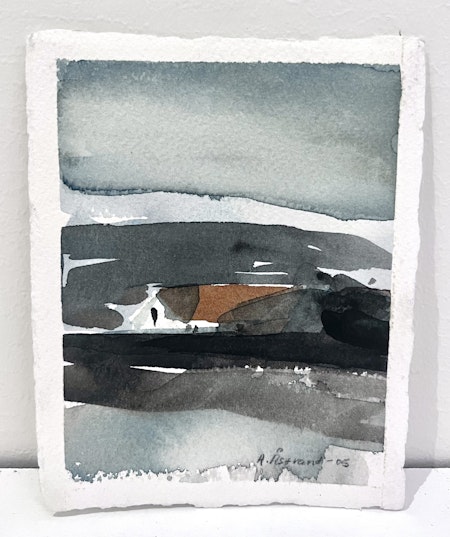 "Landskap med hus" Akvarell av Anders Åstrand. 10,5x13,5 cm