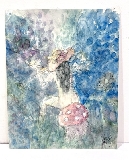 "Nymfens melodi" Akvarell av Kjell Dack. 19,5x24,5 cm