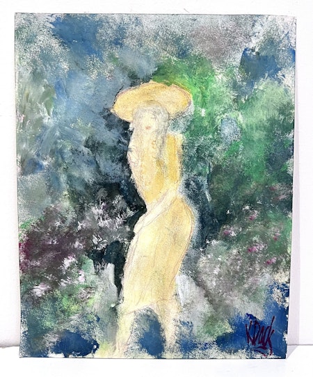 "Promenad på våren" Akvarell av Kjell Dack. 19,5x24,5 cm