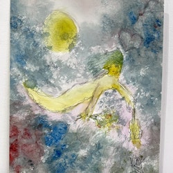 "Nymfen" Akvarell av Kjell Dack. 19,5x24,5 cm