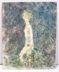 "Nymfen skådad" Akvarell av Kjell Dack. 19,5x24,5 cm