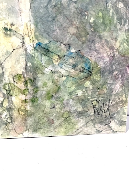 "Nymfen skådad" Akvarell av Kjell Dack. 19,5x24,5 cm