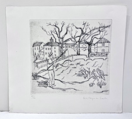 Etsning av Astri Bergman Taube. 42,5x39 cm