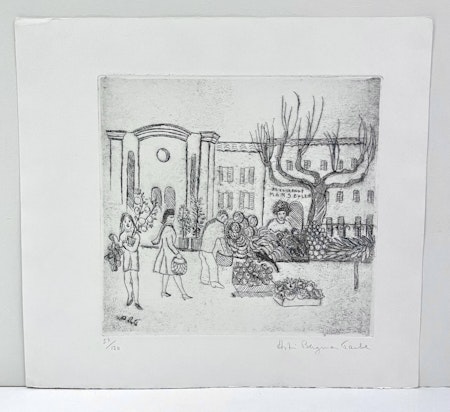 Etsning av Astri Bergman Taube. 42,5x39 cm