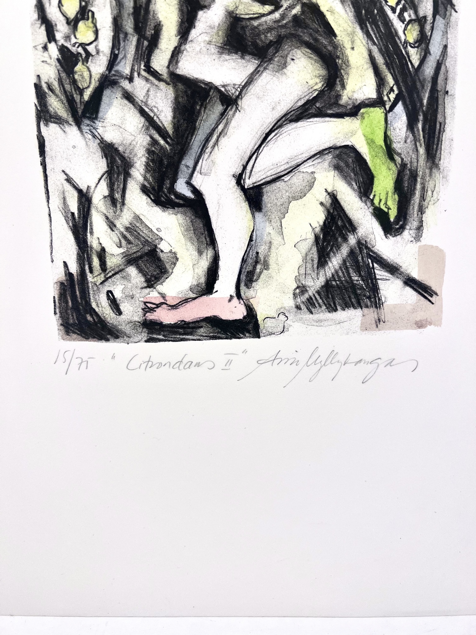 "Citrondans II" Etsning av Aino Myllykangas. 30,5x41 cm