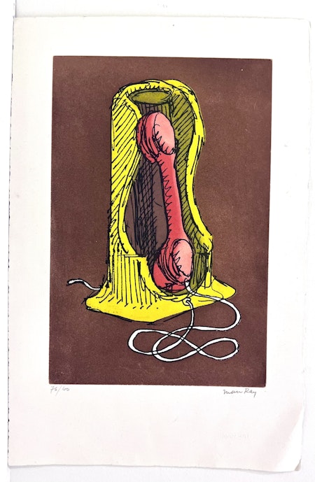 "Le téléphone rose (1976)" Etsning/Aquatint av Man Ray,  37x50 cm