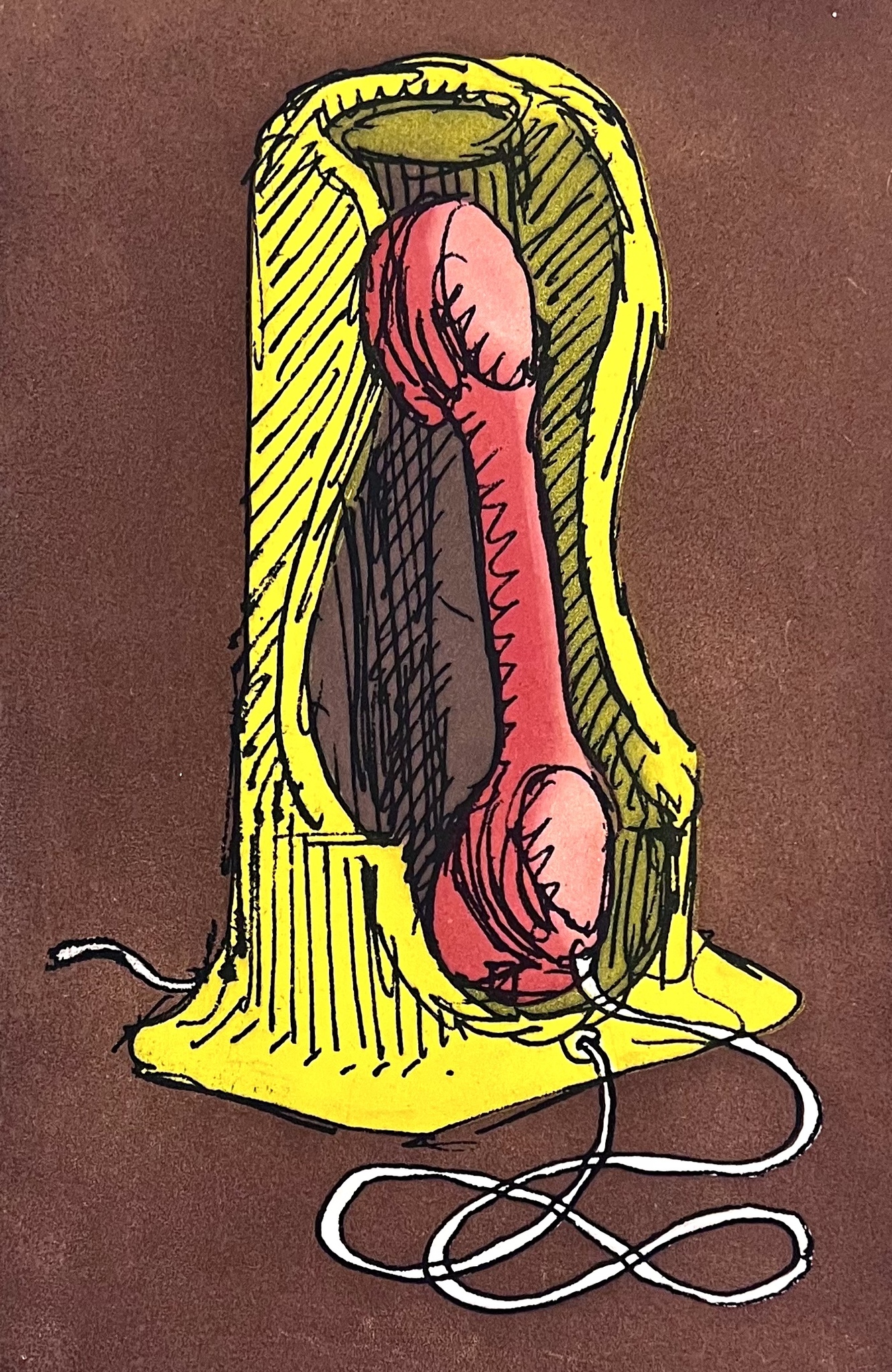 "Le téléphone rose (1976)" Etsning/Aquatint av Man Ray,  37x50 cm