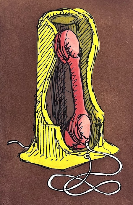 "Le téléphone rose (1976)" Etsning/Aquatint av Man Ray,  37x50 cm