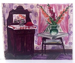 "Finrummet" Akvarell av Evy Låås. 46,5x38 cm