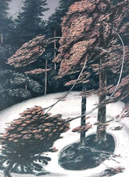 "Första snön" Litografi av Bernt Jonasson. 55x72,5 cm