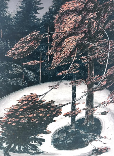 "Första snön" Litografi av Bernt Jonasson. 55x72,5 cm