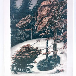 "Första snön" Litografi av Bernt Jonasson. 55x72,5 cm