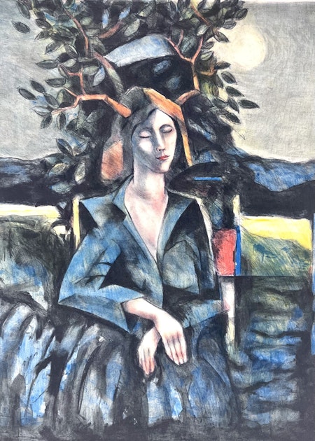 "Häxan" Litografi av Jussi Taipaleenmäki. 49x64 cm