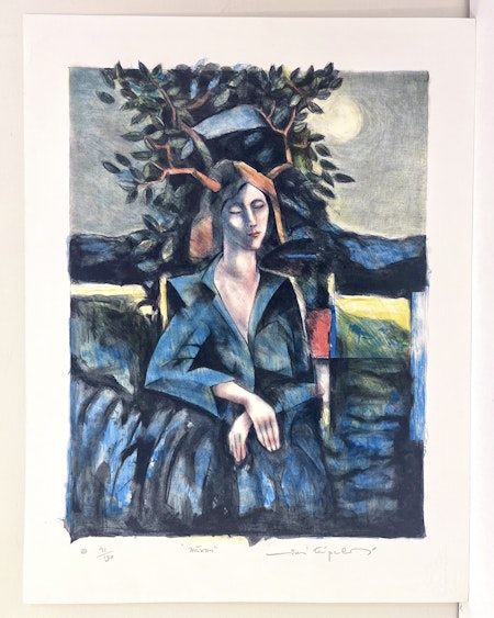 "Häxan" Litografi av Jussi Taipaleenmäki. 49x64 cm
