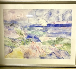 "Två svanar" Akvarell av Irene K:son Ullberg. 90x72 cm