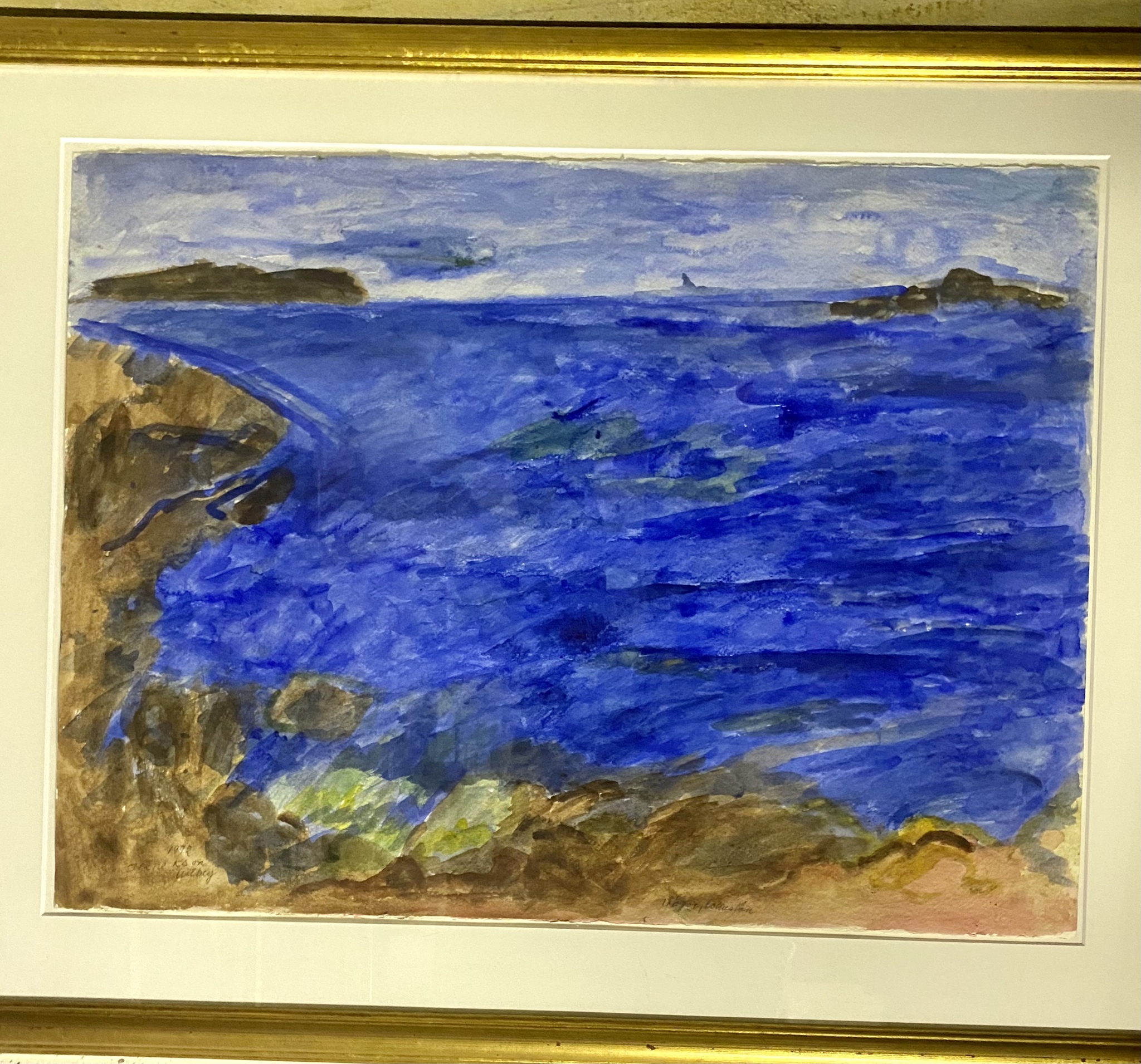 "Vågor i Bohuslän" Akvarell av Irene K:son Ullberg. 98x77 cm