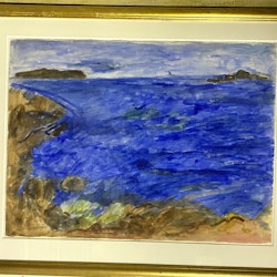 "Vågor i Bohuslän" Akvarell av Irene K:son Ullberg. 98x77 cm