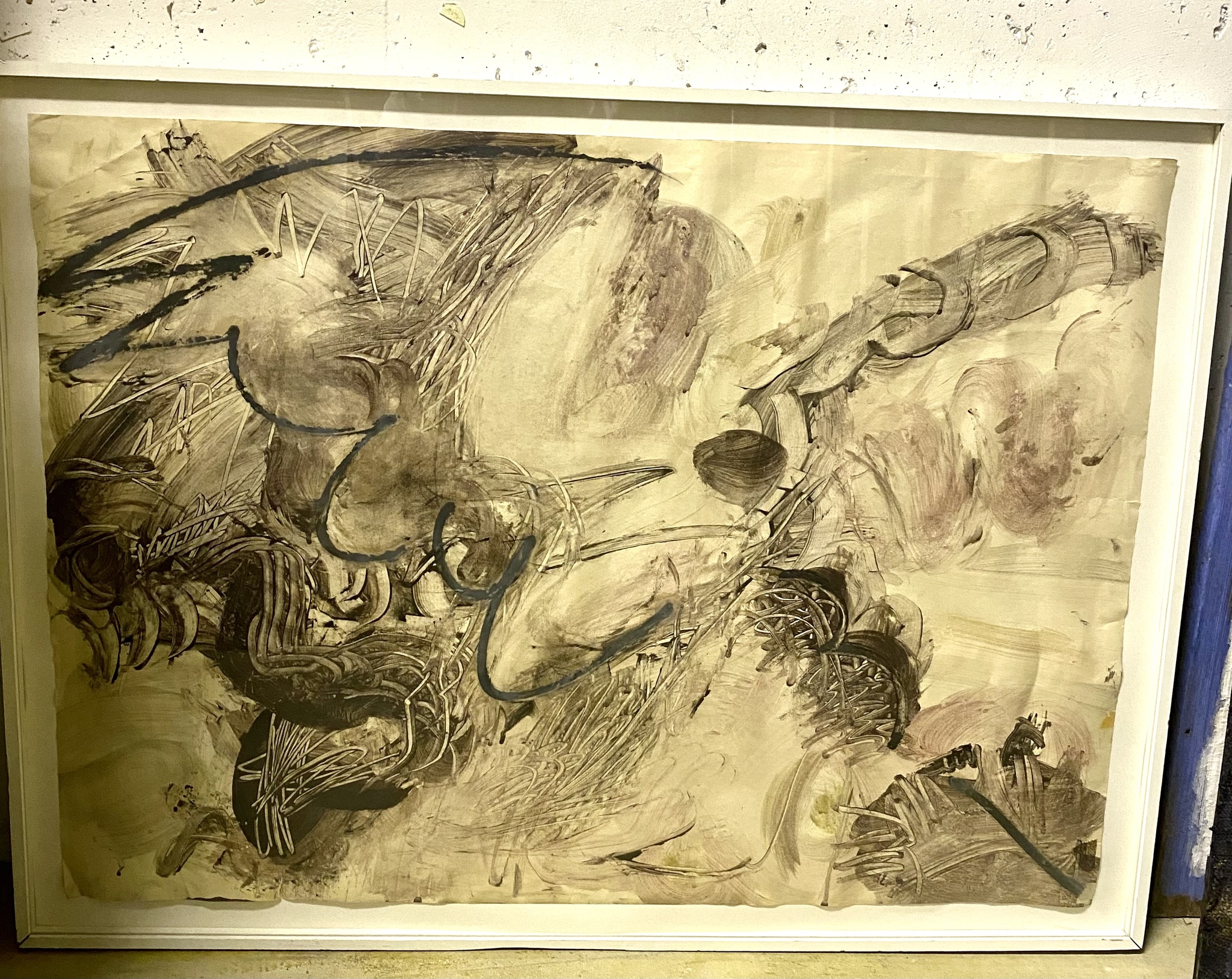 "Aktivitet " Blandteknik på papper av Ivan Rodell 113x85 cm