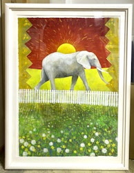 "Elefanten" Akryl på papper av Stefan W. Igelström. 95x126 cm