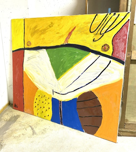 "Asgard" Olja på duk av Agneta Granstad. 150x130 cm