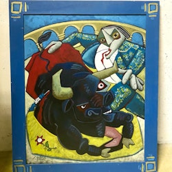 "Tjuren" Originalmålning av Thierry Miramon. 78x95 cm