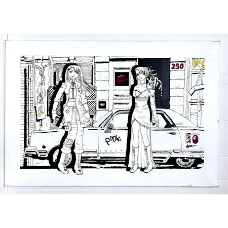 "Sin city" Blandteknik på duk av Martin John Säwström. 81x51 cm