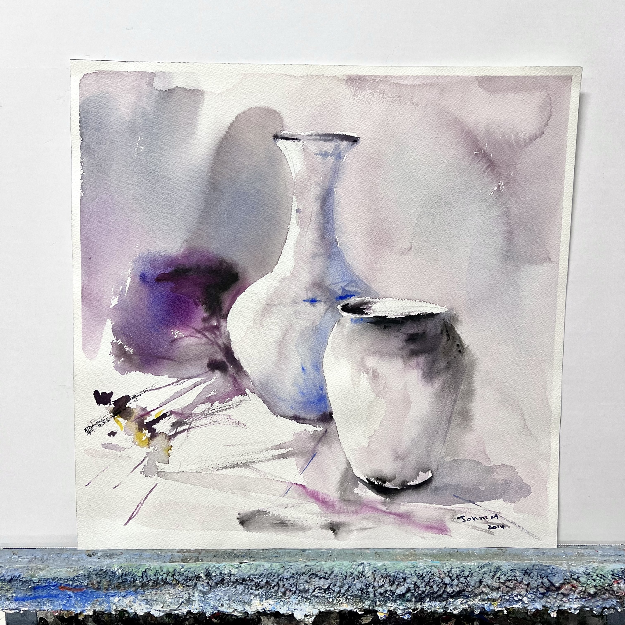 John Ma, "Vaser", Akvarell, 46x46 cm