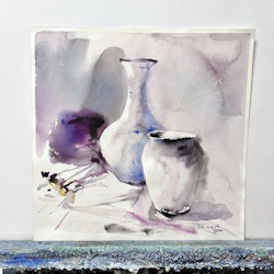John Ma, "Vaser", Akvarell, 46x46 cm