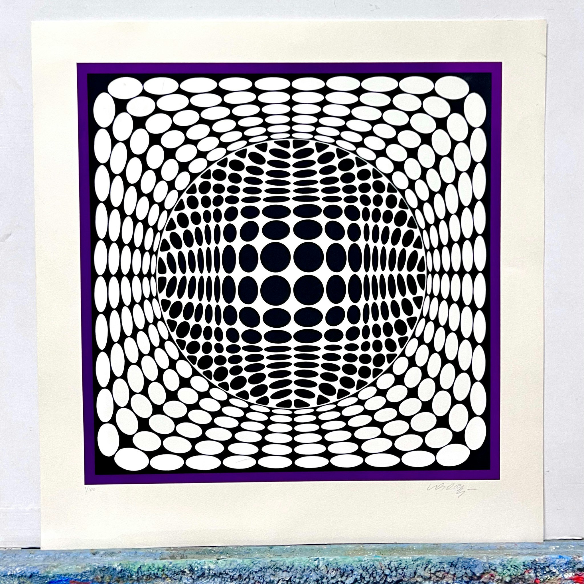 Victor Vasarely, Färgserigrafi, signerad och numrerad  "Komposition", bladstorlek 58 x 60 cm.