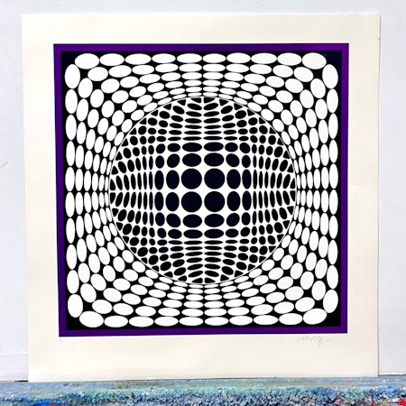 Victor Vasarely, Färgserigrafi, signerad och numrerad  "Komposition", bladstorlek 58 x 60 cm.